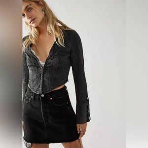 Free people denim Caroline shirt bell sleeves and eye closure